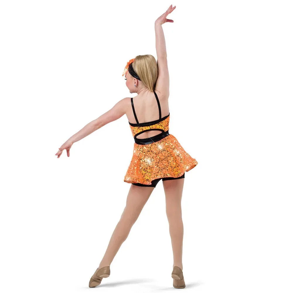 Pre-Owned Dance Costume Wish Come True 22981 Intermediate Child Orange Jazz